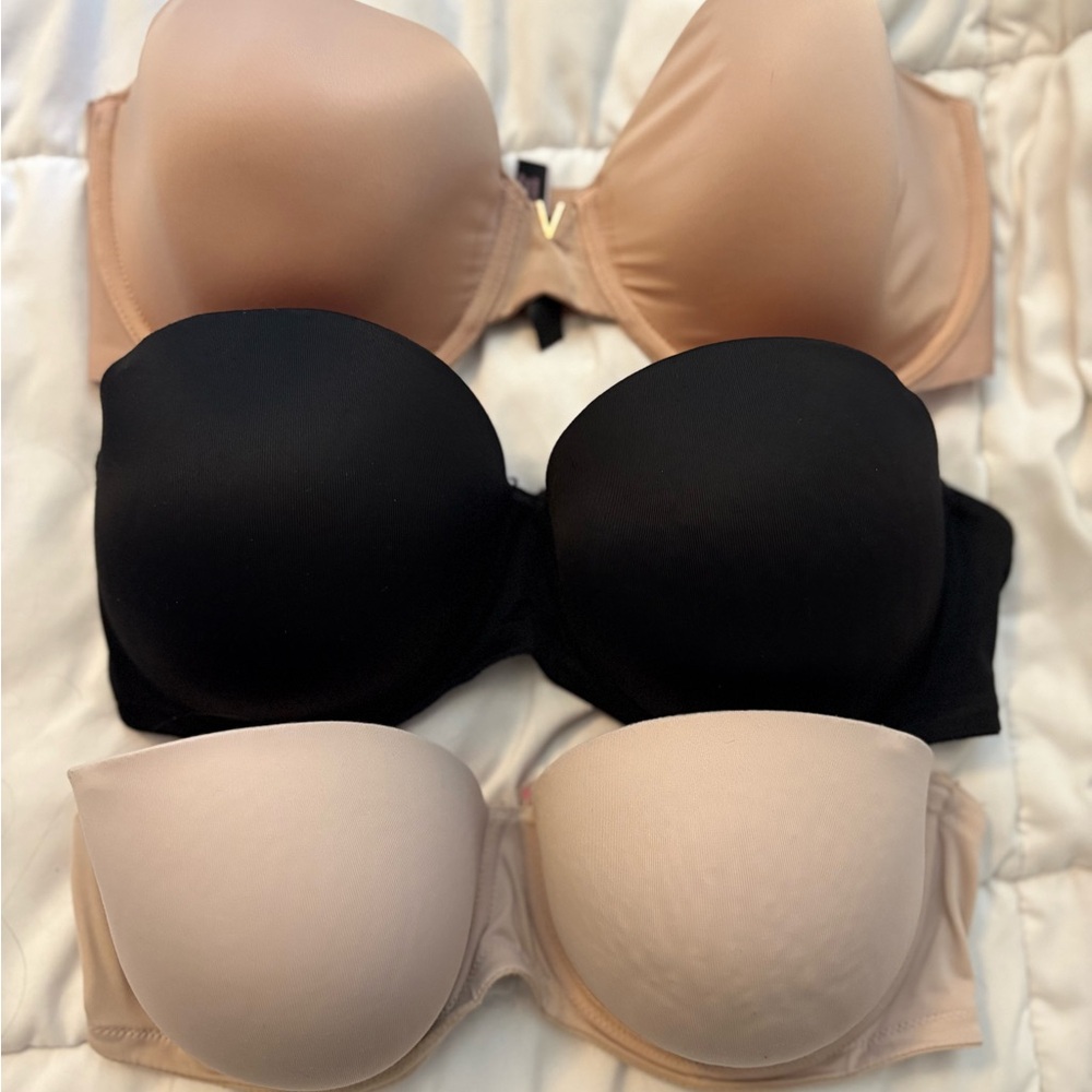 Victoria secret Women's Strapless Bra Set - Black and Tan